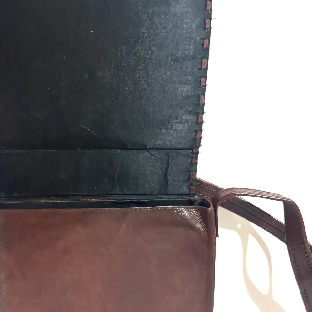 Vintage handmade Brown Leather Crossbody Bag